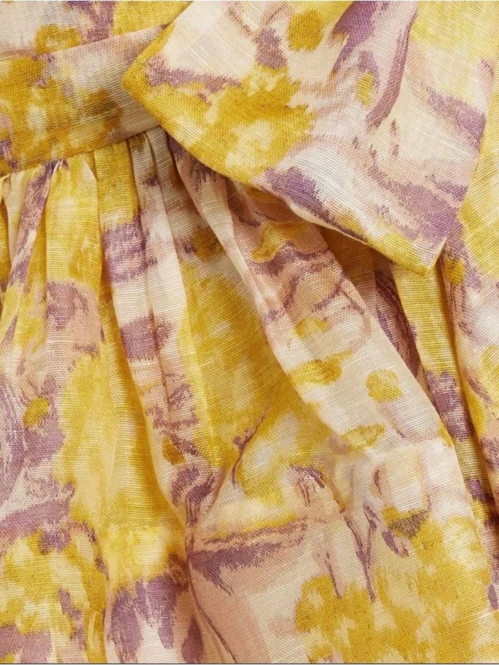 Yellow Floral V-Neck Puff Sleeve Mini Dress- Lookalike Zimmerman design dress - Picture 8 of 9